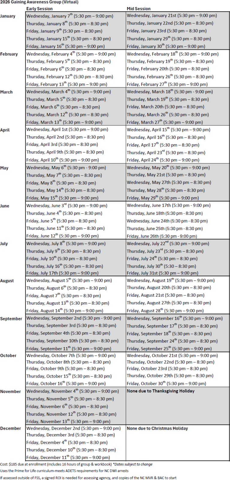 2026 ADETS Schedule
